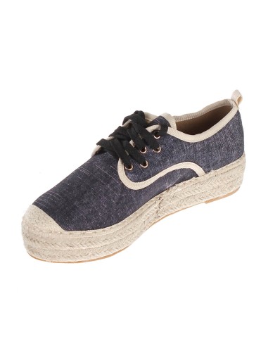 Ballerine femme matière textile compensée à lacets noir CANDICE Ballerine femme matière textile compensée à lacets noir CANDICE