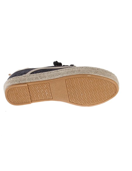 Ballerine femme matière textile compensée à lacets noir CANDICE