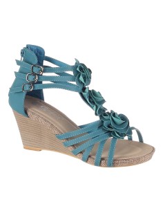 Sandales compensés turquoise AUDREY