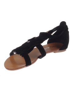 Sandales femme à franges noir Gisèle 2