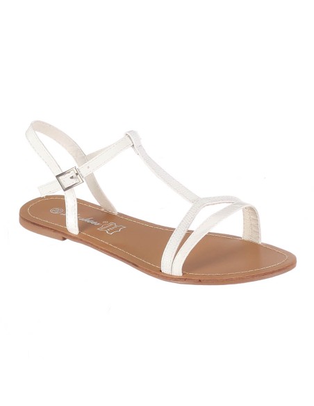 Sandale femme simili cuir de grande qualité aspect serpent blanc NIRIA
