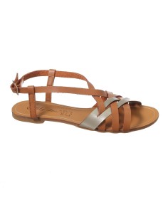 Sandale partiate femme simili cuir camel ELISA
