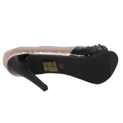 Escarpin femme simili cuir de soirée à talon noir et étan NERINA 2