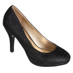 Escarpin femme de soirée simili cuir avec paillette noire SOFIA