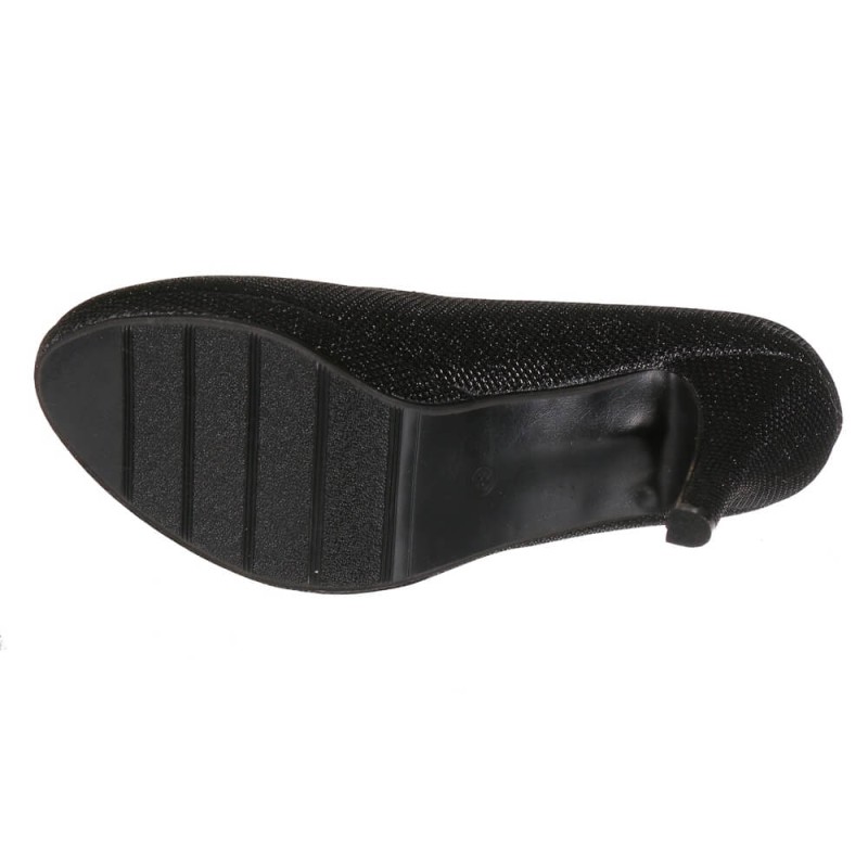 Escarpin femme de soirée simili cuir avec paillette noire SOFIA  Escarpin femme de soirée simili cuir avec paillette noire SOFIA