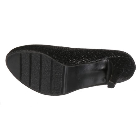 Escarpin femme de soirée simili cuir avec paillette noire SOFIA 