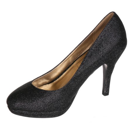 Escarpin femme de soirée simili cuir avec paillette noire SOFIA 