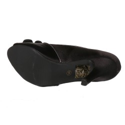 Escarpin femme simili cuir satin noir à talon pour soirée et fête VERA 2
