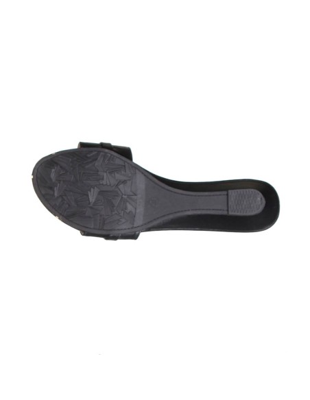 Tong nu-pied femme simili cuir compensée à strass noir Lilou