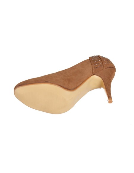 Escarpin à talon aspect daim avec clous kaki Agata
