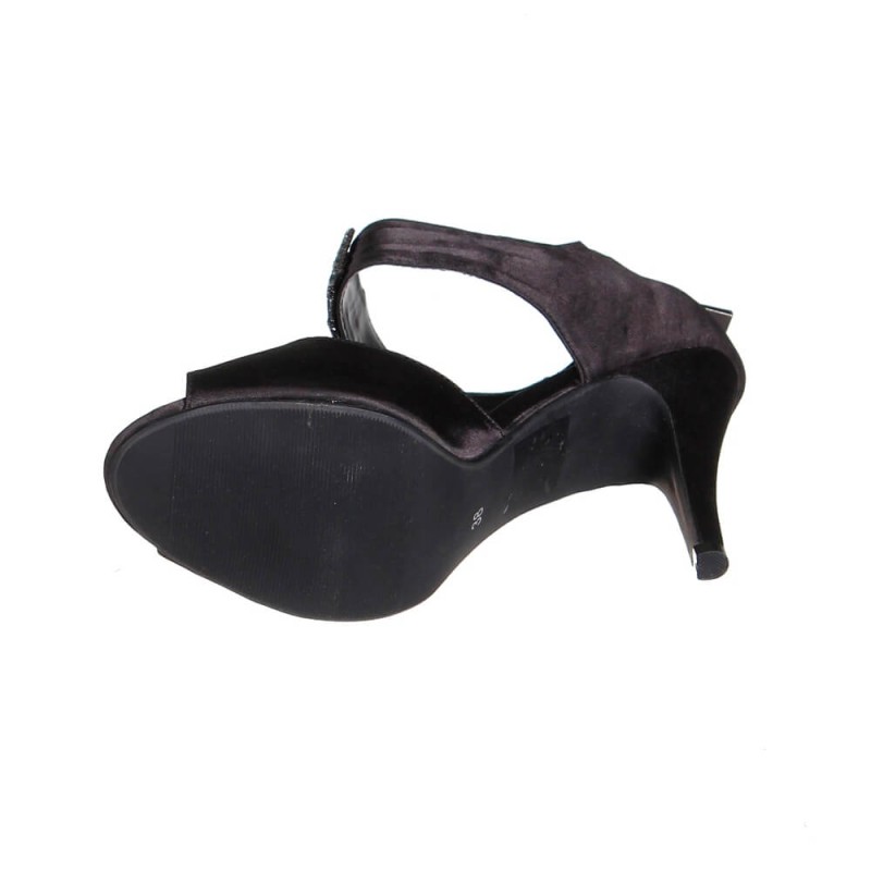 Escarpin à talon haut femme simili cuir satin noir à perles SANDRA Escarpin à talon haut femme simili cuir satin noir à perles SANDRA