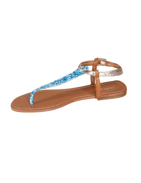 Sandales femme fleurie bleu clair FLORIDA