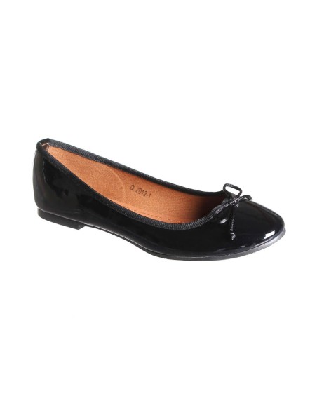 Ballerine femme souple simili cuir noir brillant  Jany