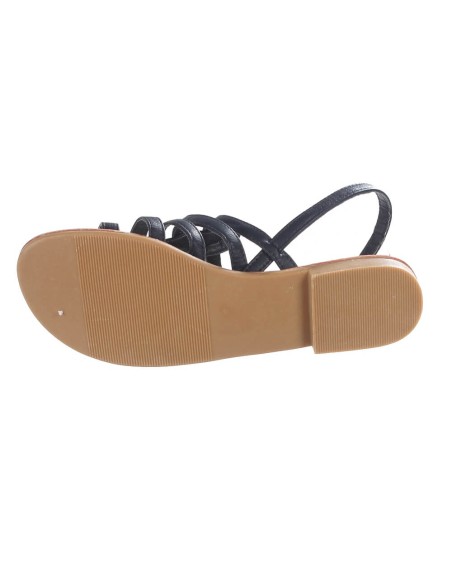 Sandale spartiate simili cuir avec lanières et boucle dorée CARINA