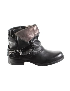 Bottine confortable femme à boucle et clous cuir mat noire CATALINA