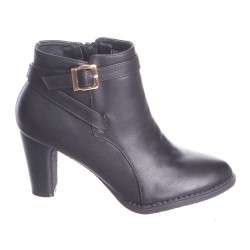 Bottine femme simili cuir à talon et zip noir CLASSICA