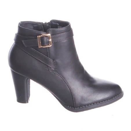 Bottine femme simili cuir à talon et zip noir CLASSICA