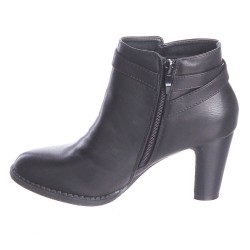 Bottine femme simili cuir à talon et zip noir CLASSICA 2