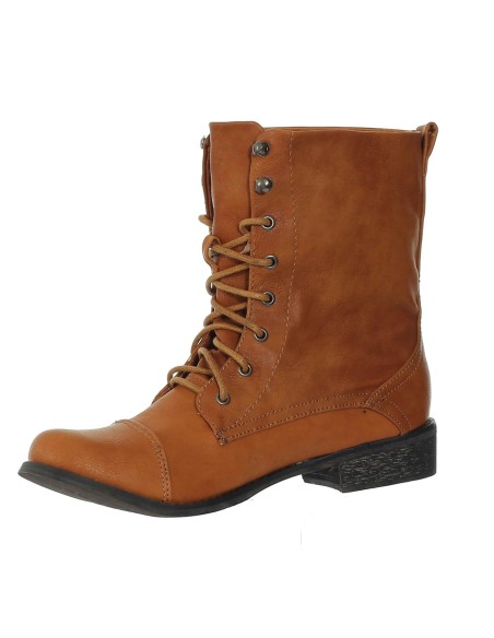 BOTTINES FEMMES À LACETS BEIGE FLORA 