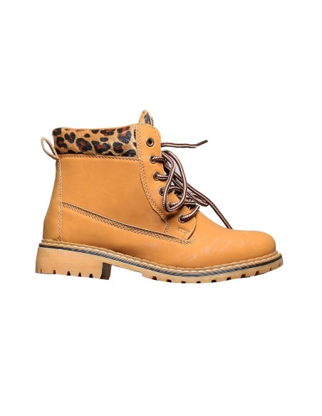 Bottines à lacets camel et léopard STECIE