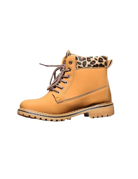 Bottines à lacets camel et léopard STECIE