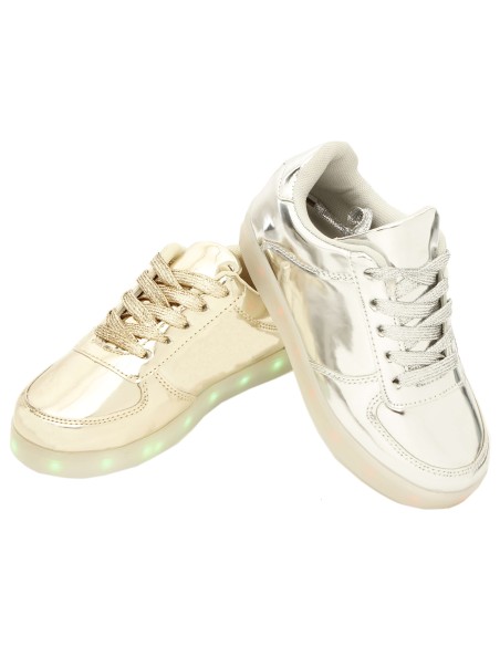 Baskets enfant unisexe argentés LED