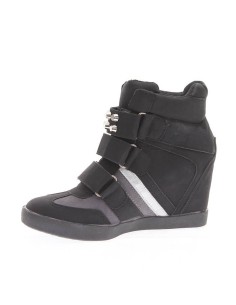 ORLANDO khaki studded women's wedge trainer with scratch closure 2