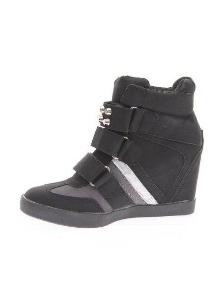 ORLANDO khaki studded women's wedge trainer with scratch closure