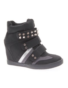 ORLANDO khaki studded women's wedge trainer with scratch closure