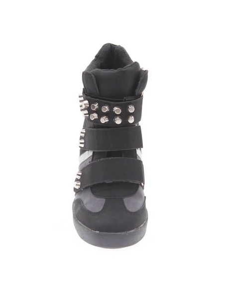 ORLANDO khaki studded women's wedge trainer with scratch closure