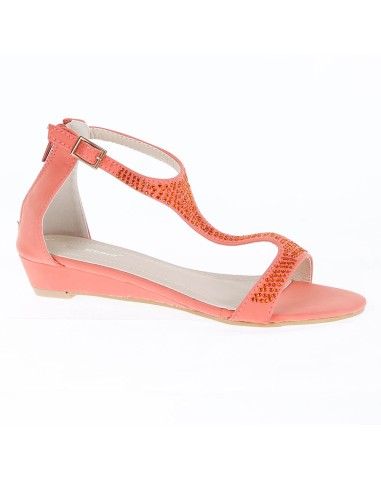 Olivia orange strass faux leather women's wedge sandalsedge Olivia orange strass faux leather women's wedge sandalsedge