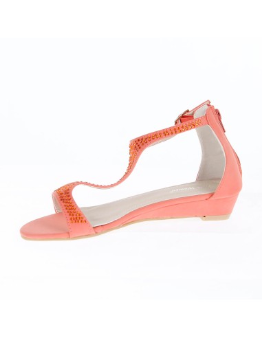 Olivia orange strass faux leather women's wedge sandalsedge Olivia orange strass faux leather women's wedge sandalsedge