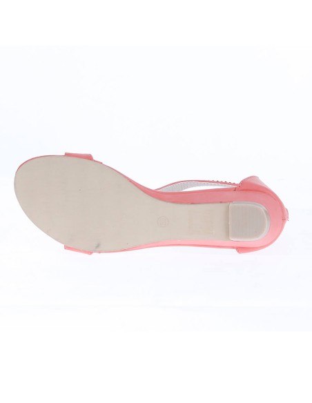 Olivia orange strass faux leather women's wedge sandalsedge