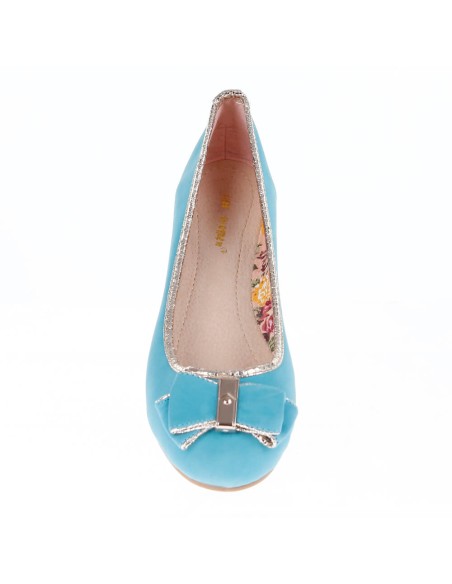  ENOLA turquoise blue faux leather women's flat shoe