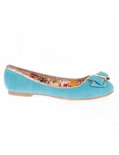 ENOLA turquoise blue faux leather women's flat shoe