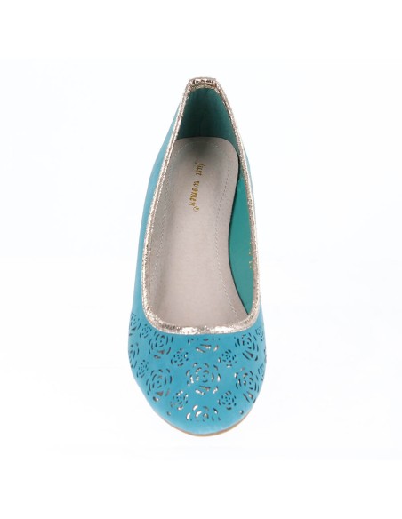 ELODIE green perforated women's flat shoe