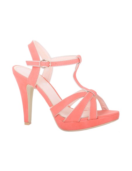 MAILY orange faux leather strapped women's high-heeled sandal