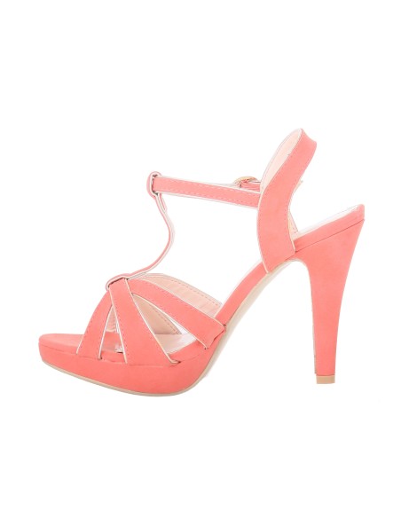 MAILY orange faux leather strapped women's high-heeled sandal