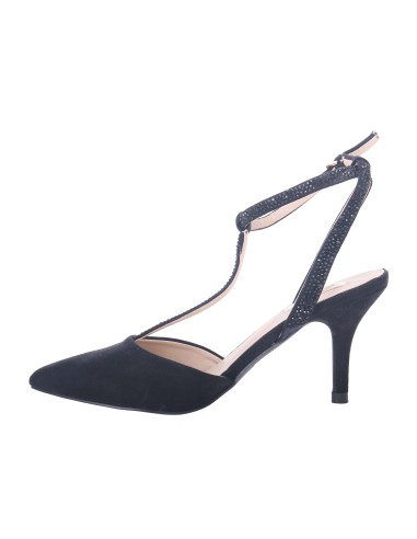 DALLY black suede look stiletto heel court shoe with strass DALLY black suede look stiletto heel court shoe with strass