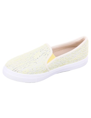 Baskets femme sans lacets avec strass jaune OMELLA Baskets femme sans lacets avec strass jaune OMELLA