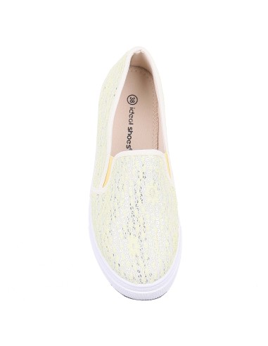 Baskets femme sans lacets avec strass jaune OMELLA Baskets femme sans lacets avec strass jaune OMELLA
