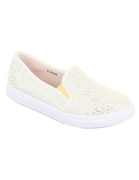 Baskets femme sans lacets avec strass jaune OMELLA