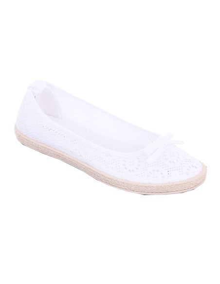 Ballerines femme aspect tricot blanc à noeud TRACY