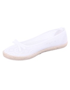 Ballerines femme aspect tricot blanc à noeud TRACY 2