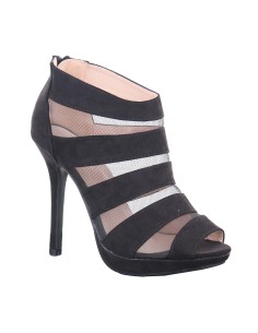 Escarpins femme aspect daim et tulle noir CHRSITIE