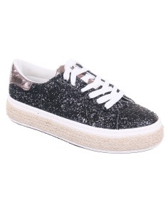 Espadrilles femme compensées à strass noir ALIZIA