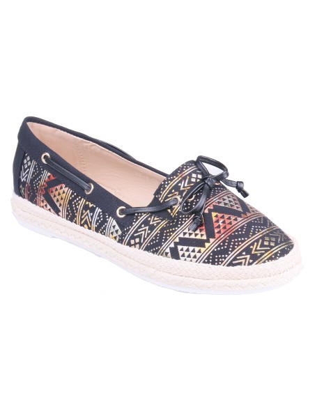 Ballerines step on femme simili cuir  noir imprimé doré NYDIA