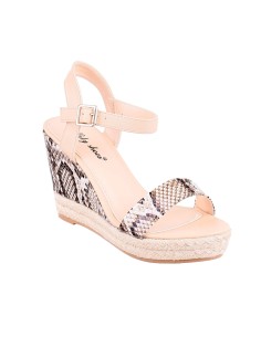 Sandales femme compensée serpent beige CATHIE