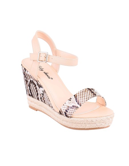 Sandales femme compensée serpent beige CATHIE