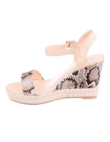 Sandales femme compensée serpent beige CATHIE Sandales femme compensée serpent beige CATHIE